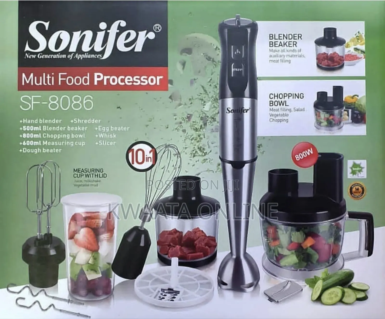 10-in-1 Sonifer Multifunctional Blender With Mixer, Chopper, and Whisk