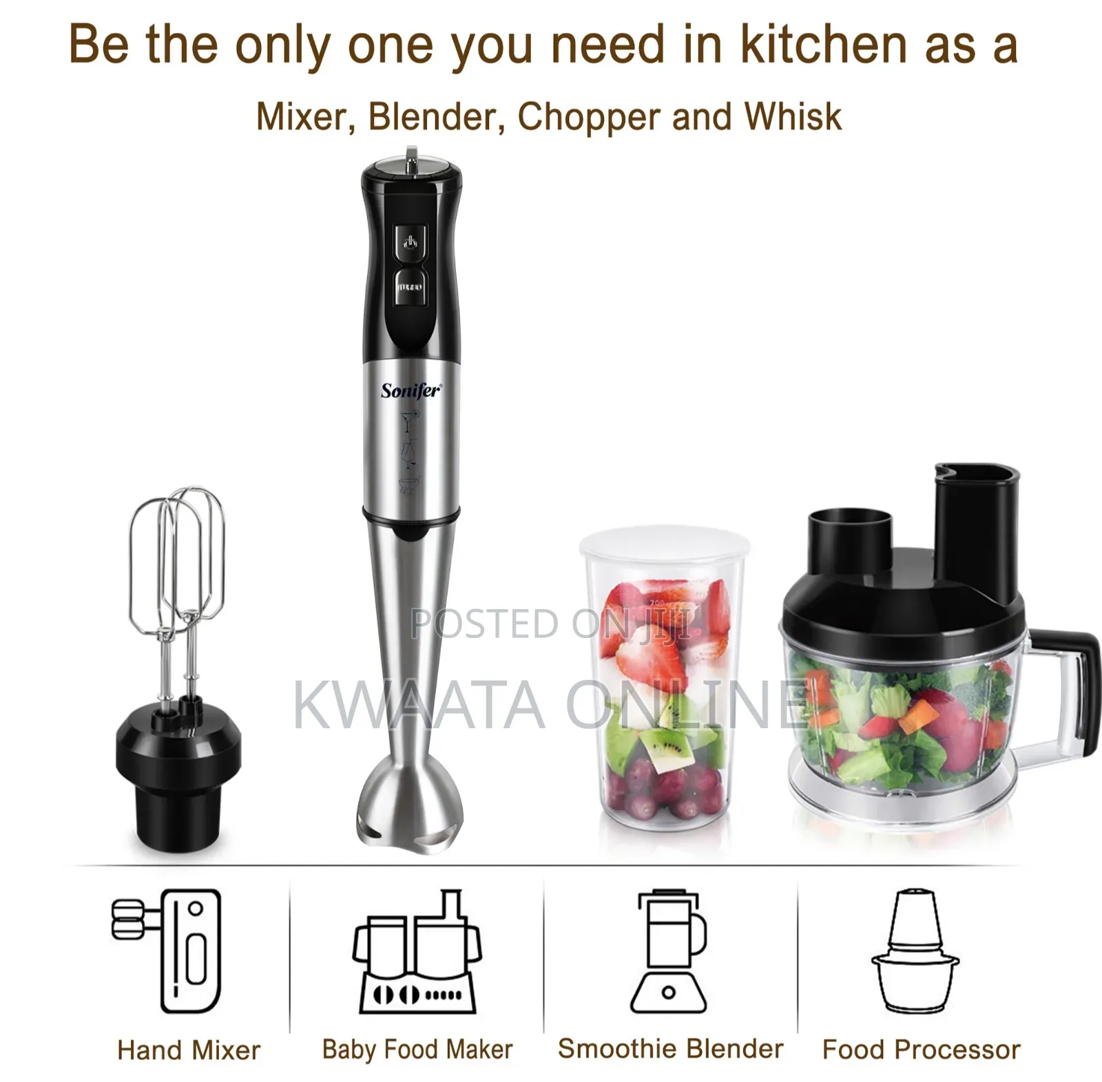 10-in-1 Sonifer Multifunctional Blender With Mixer, Chopper, and Whisk