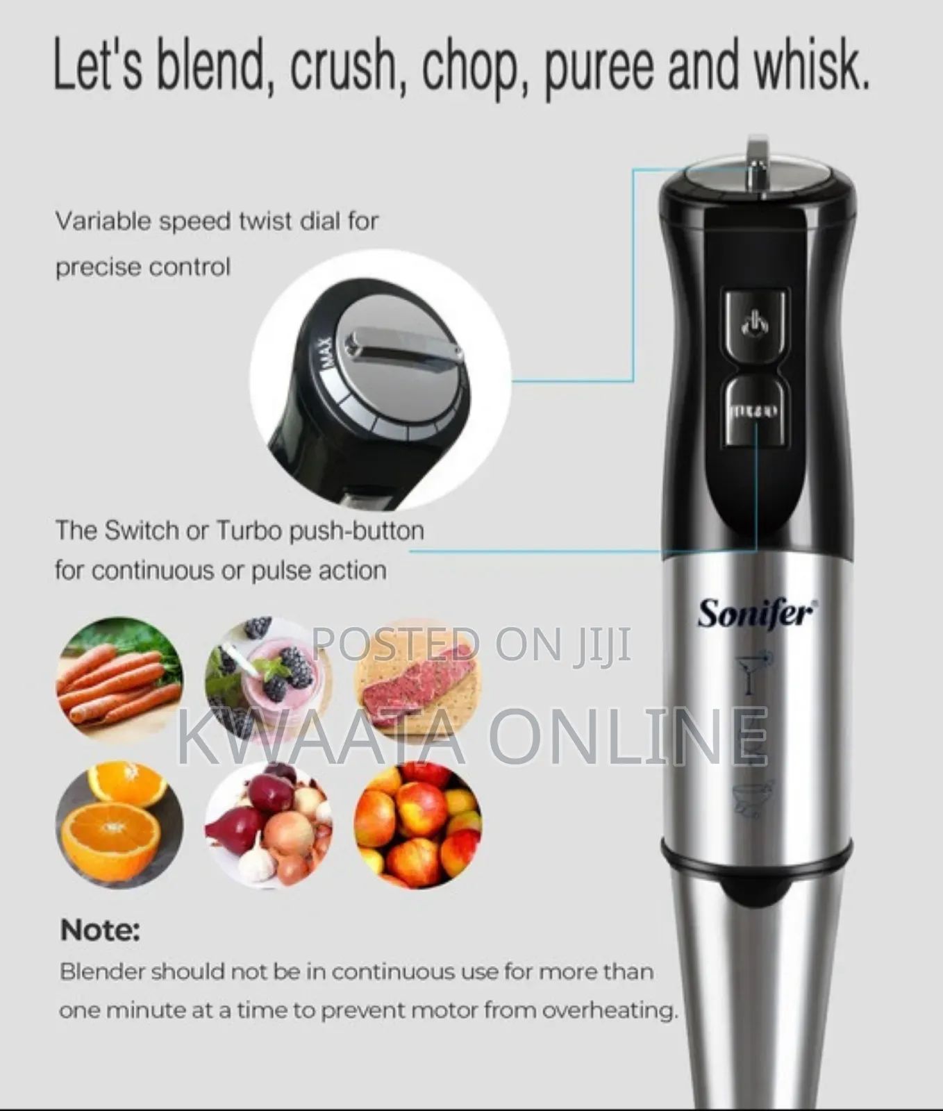 10-in-1 Sonifer Multifunctional Blender With Mixer, Chopper, and Whisk