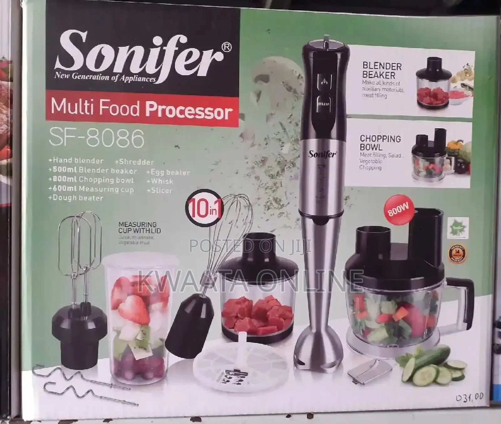 10-in-1 Sonifer Multifunctional Blender With Mixer, Chopper, and Whisk