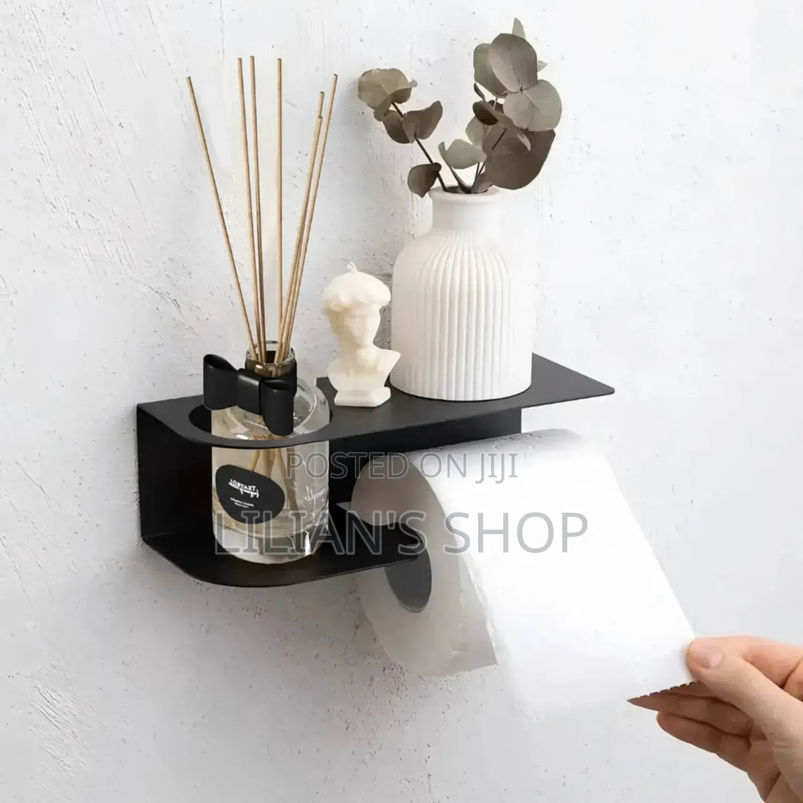 Wall-Mounted Toilet Paper Holder Black