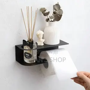 Wall-Mounted Toilet Paper Holder Black