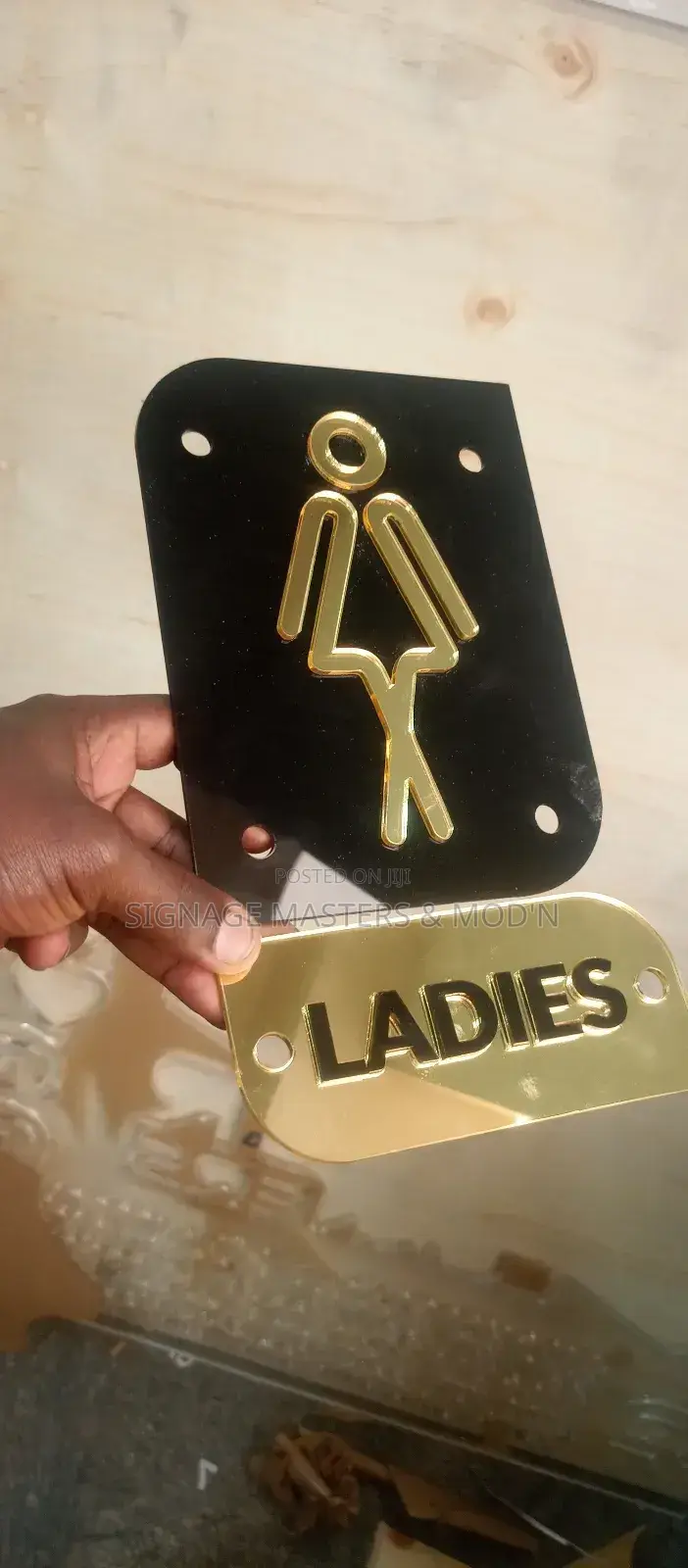 Gold Acrylic Toilet Signs
