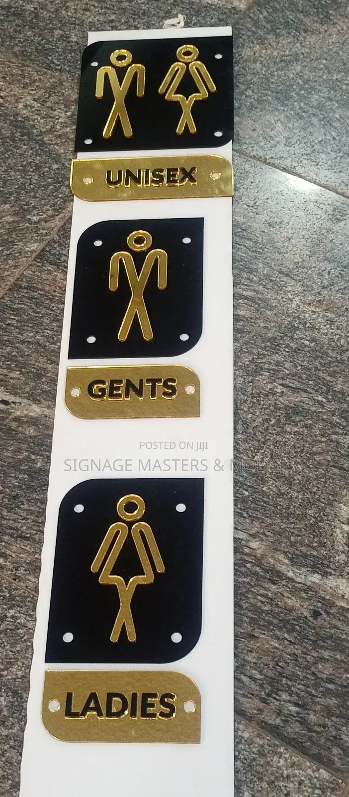 Gold Acrylic Toilet Signs