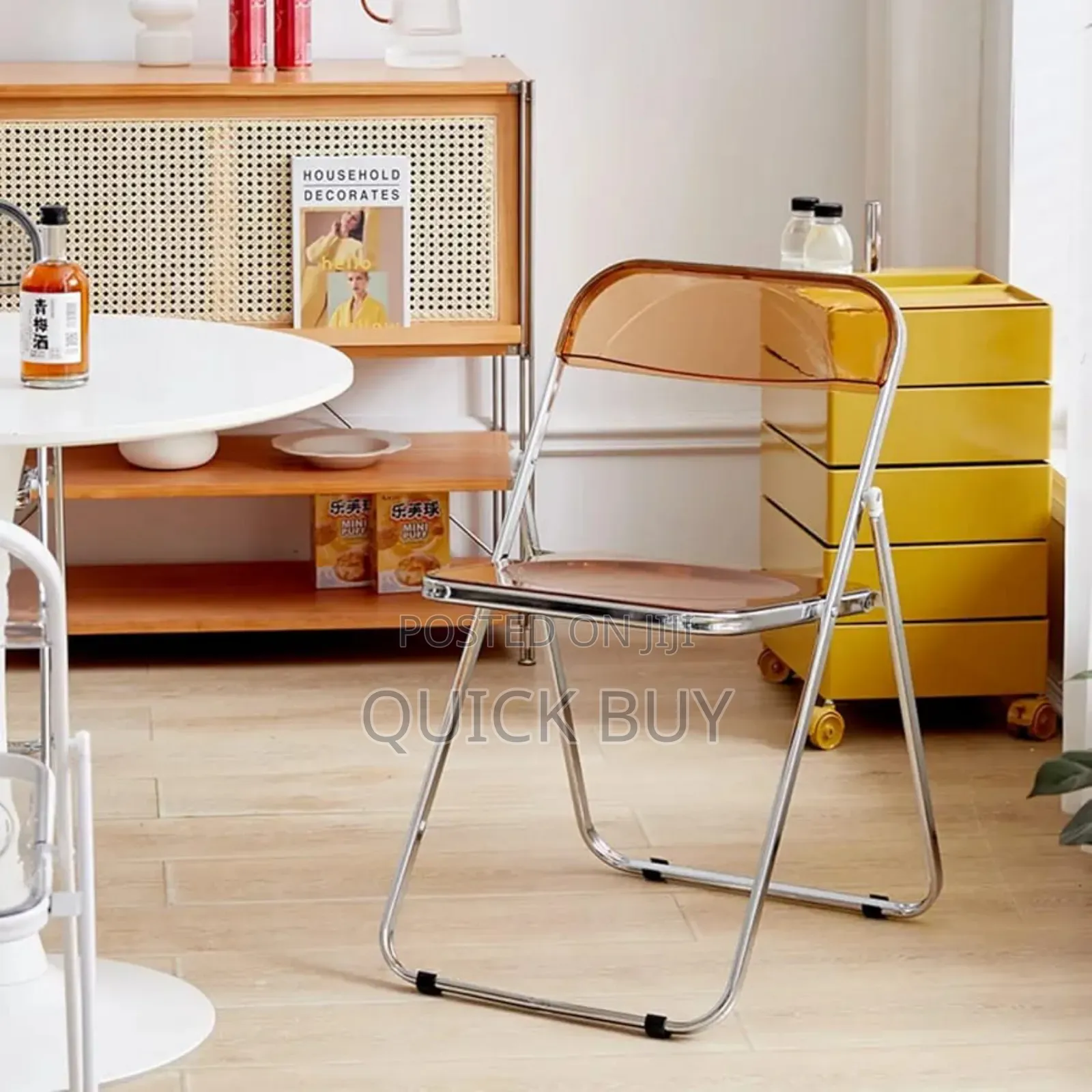 Folding Dining Chair,Plastic Panel Metal Chrome Frame