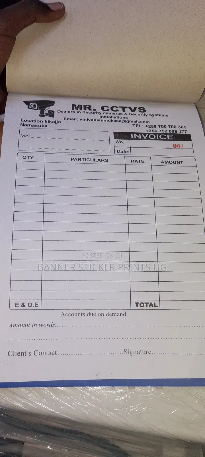 Invoice Book Printing and Designing