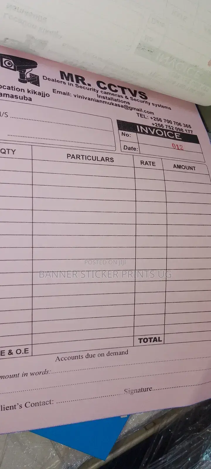 Invoice Book Printing and Designing