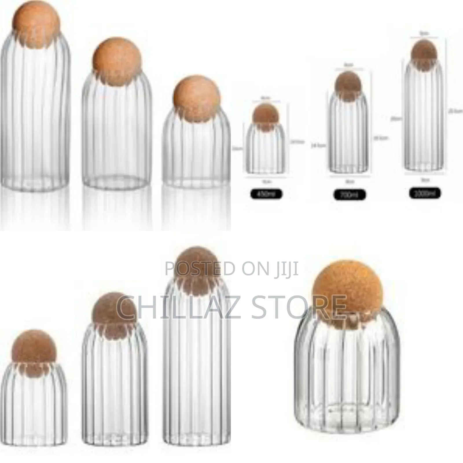 3pcs Glass Cookie Jars.