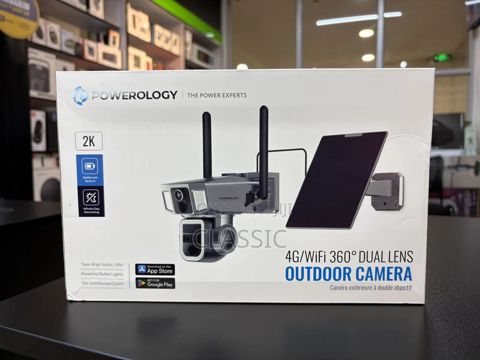 Powerology 4g/Wifi 360° Dual Lens Outdoor Camera – Black