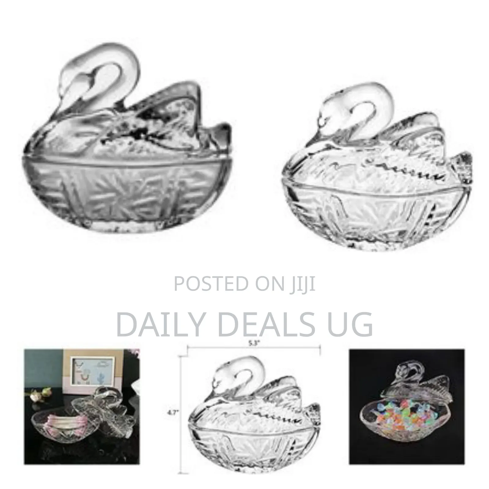 Swan Shaped Glass Candy Dish With Lid Sugar Bowl Cookie Jarparty Decor