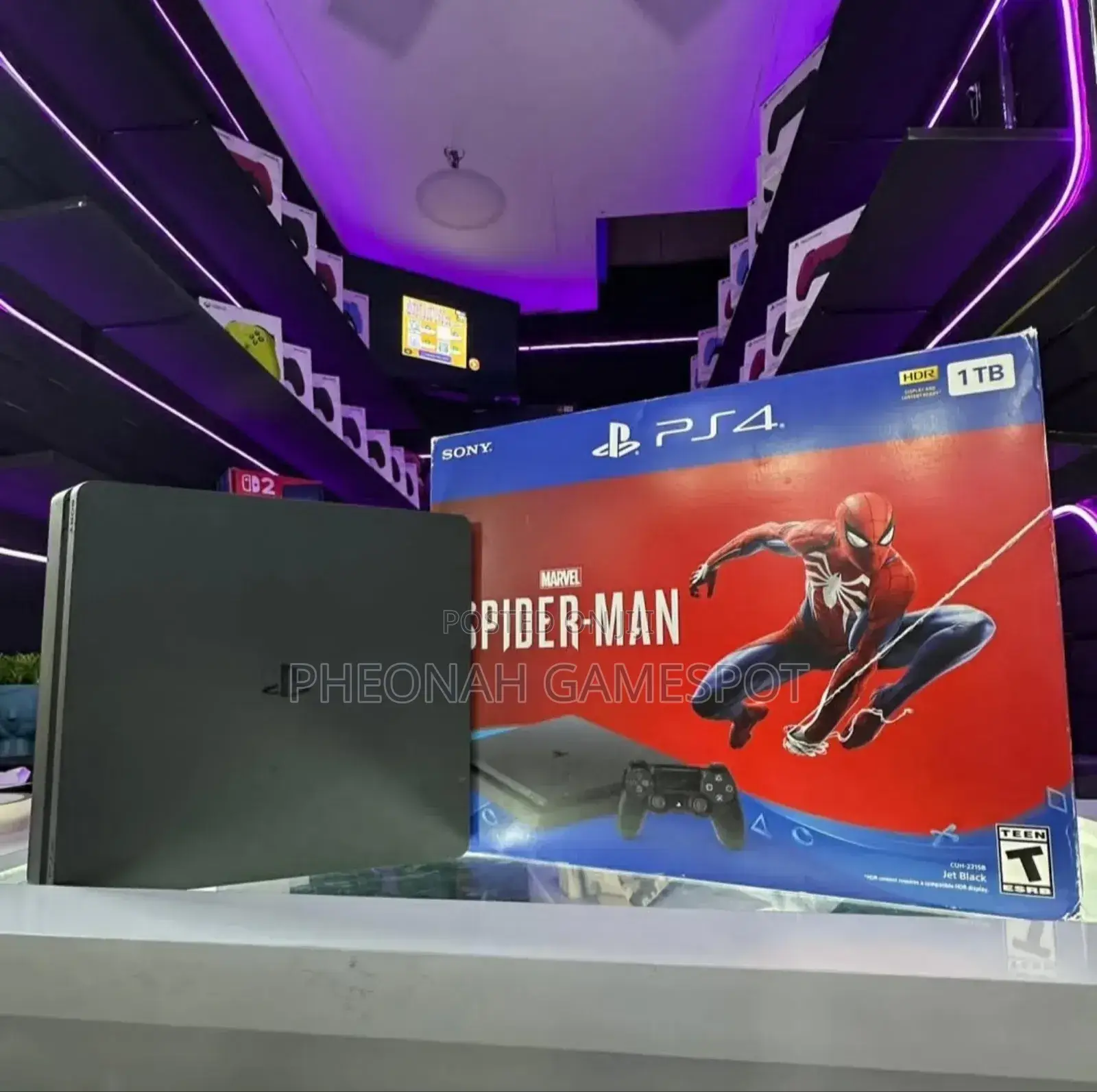 Playstation 4 Slim With 1tb Storage. Chipped With 15 Games and 2 Pads