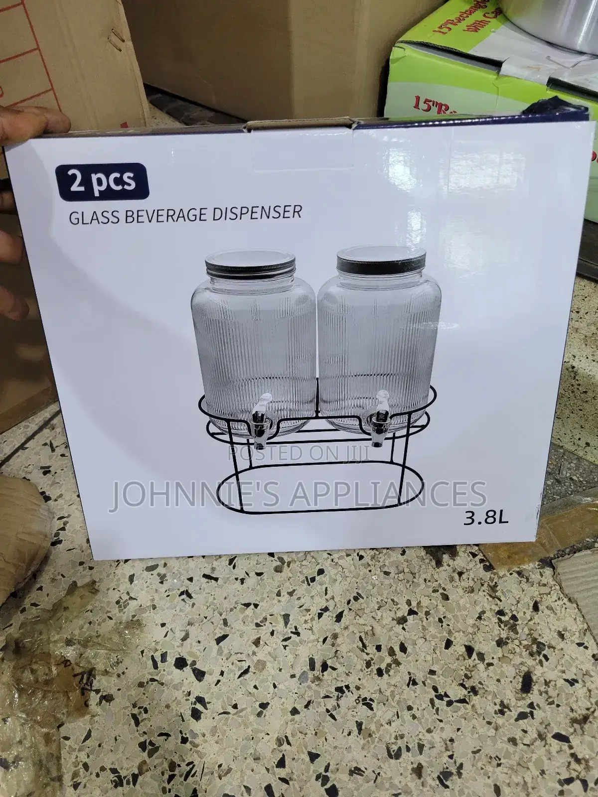 2pics Glass Beverage Juice or Water Dispenser 3.8l