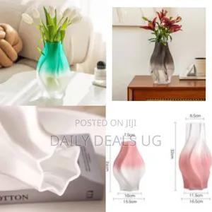 Modern Art Twists Ceramic Flower Vase, Irregular Shaped Clear Glass