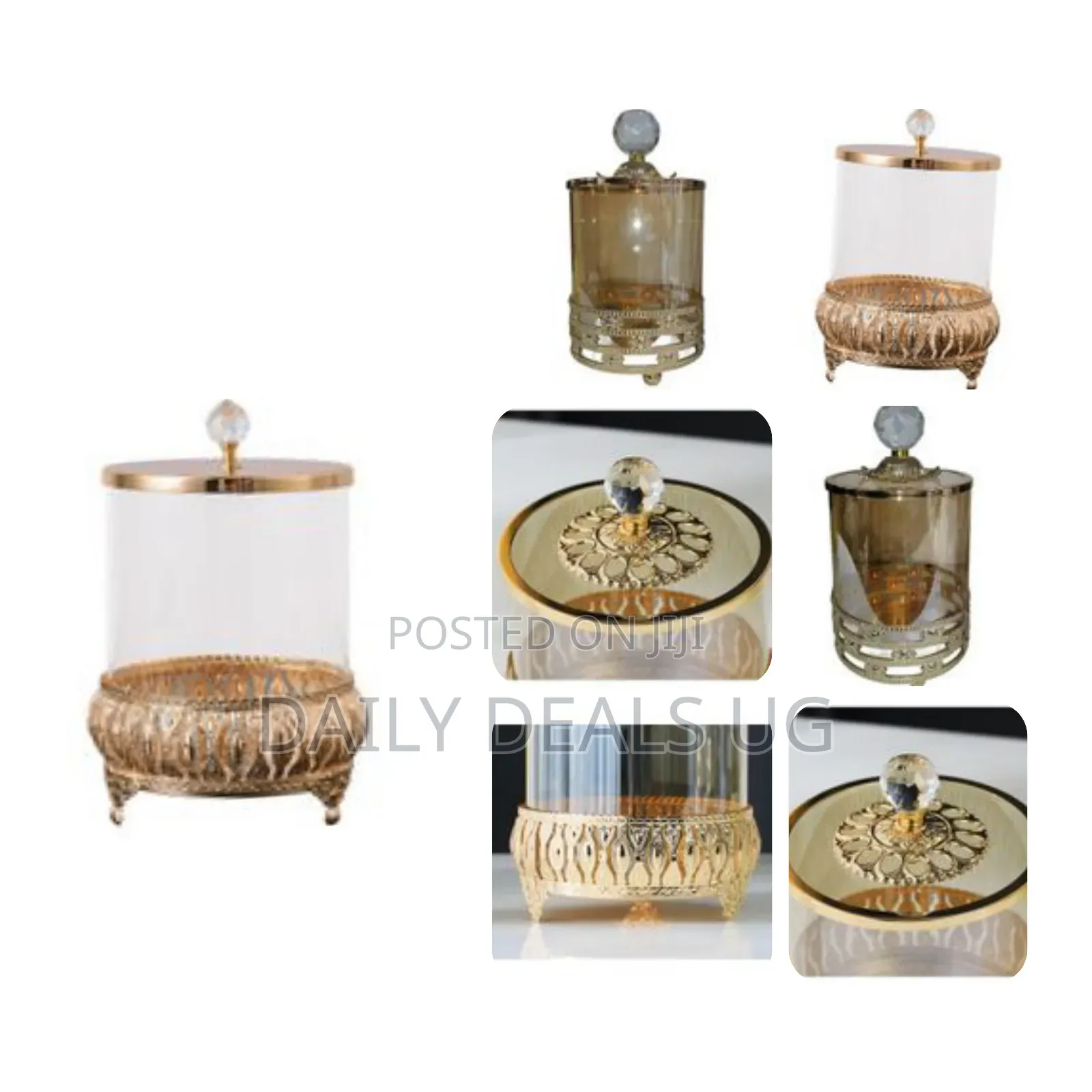 23*17cm Fityle Glass Candy Jar With Lid Sugar Bowl Holder Decoration