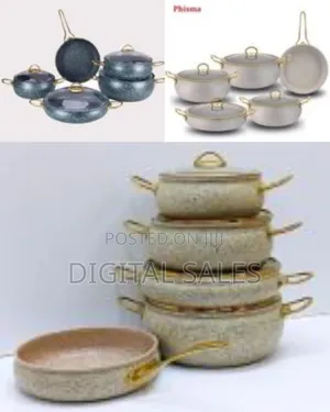 9pcs Aluminium Cooking Pots Pans Granite Cookware Set Marble Coating