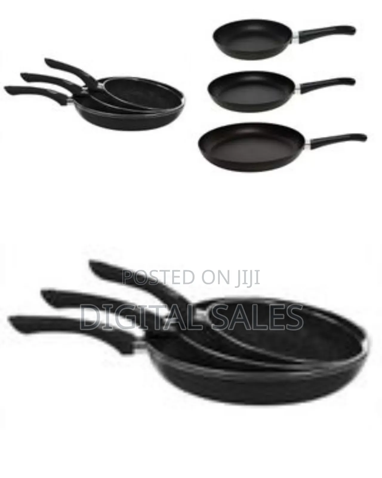 3 Pieces of 20/24/28 Cm Non-Stick Fry Pan Set, Free of Pfoa, Lead