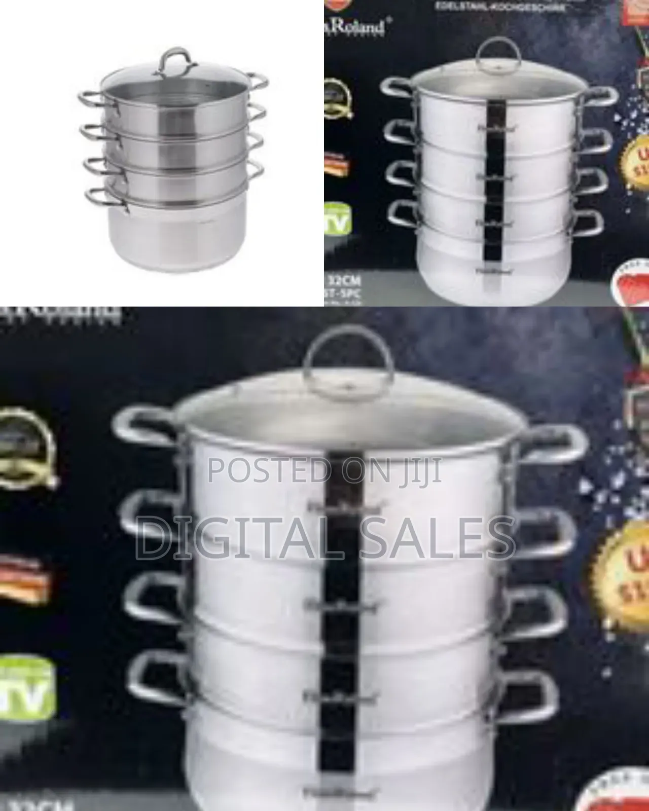 32cm - 4 Layer Stainless Steel Food Saucepan and Steamer