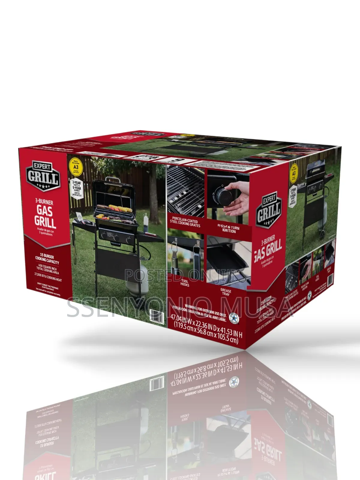 3 Burner Propane Gas Grill - BBQ Grill for Outdoor Cooking