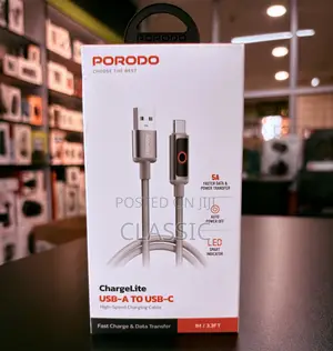 Porodo Chargelite Usba to Usb-C High-Speed Charging Cable