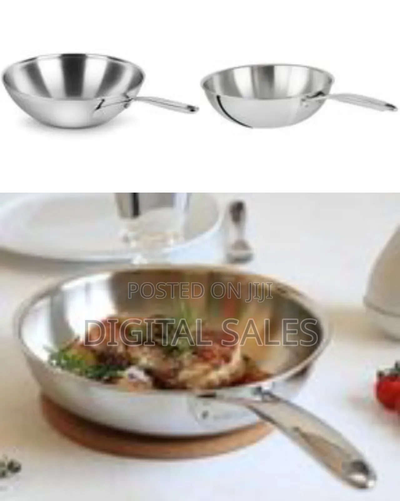 32cm Stainless Steel Wok Gas Induction Cooker Frying Saucepan