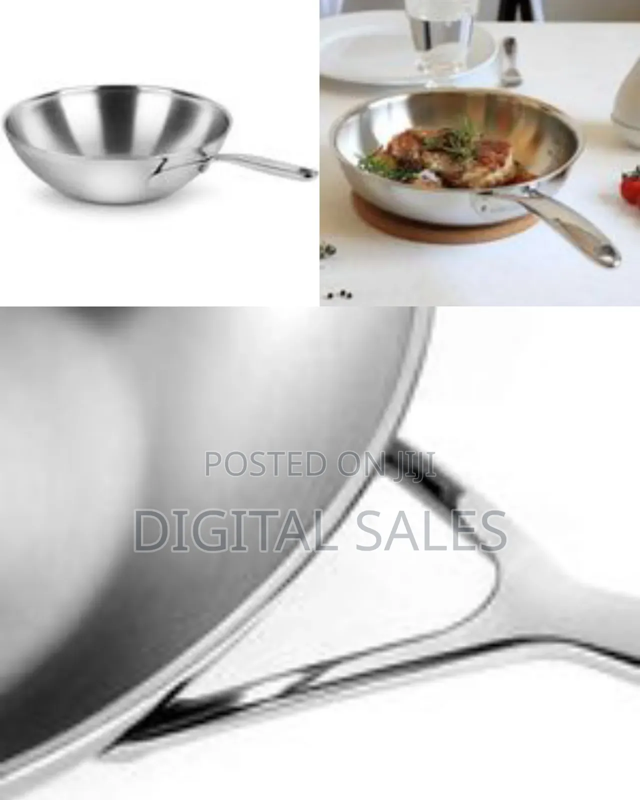 32cm Stainless Steel Wok Gas Induction Cooker Frying Saucepan