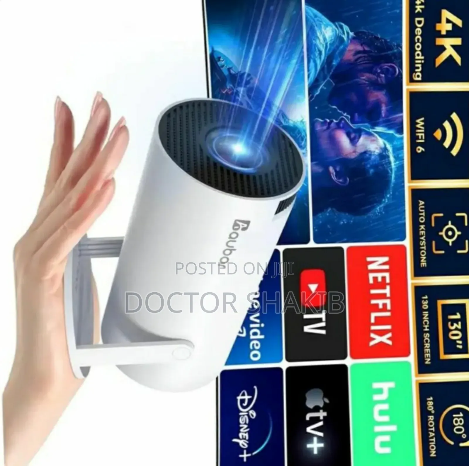 Unique Portable Projector With Wifi 6 and Bluetooth 5.2