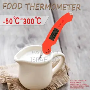LCD Digital Kitchen Cooking Meat Thermometer Orange Foldable