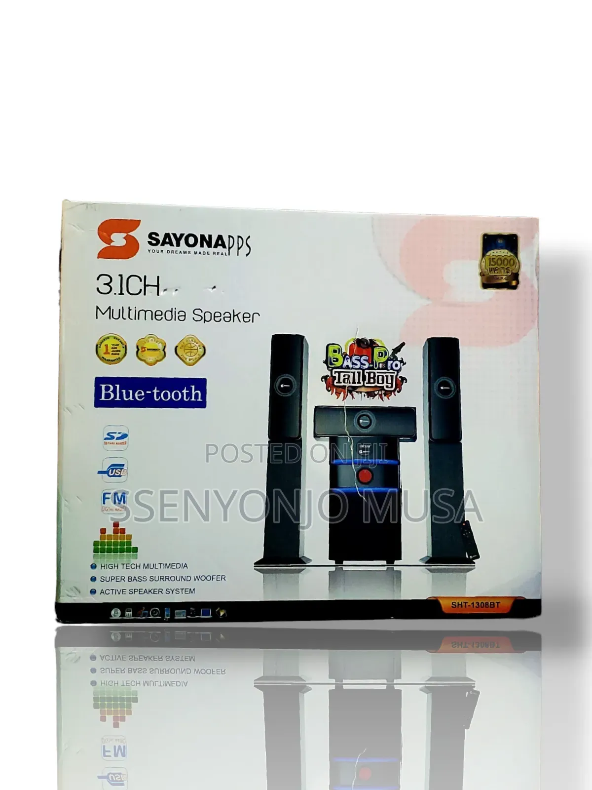 Sayona SHT-1308bt 3.1ch Multimedia Speaker -15000w Pmpo, Bt