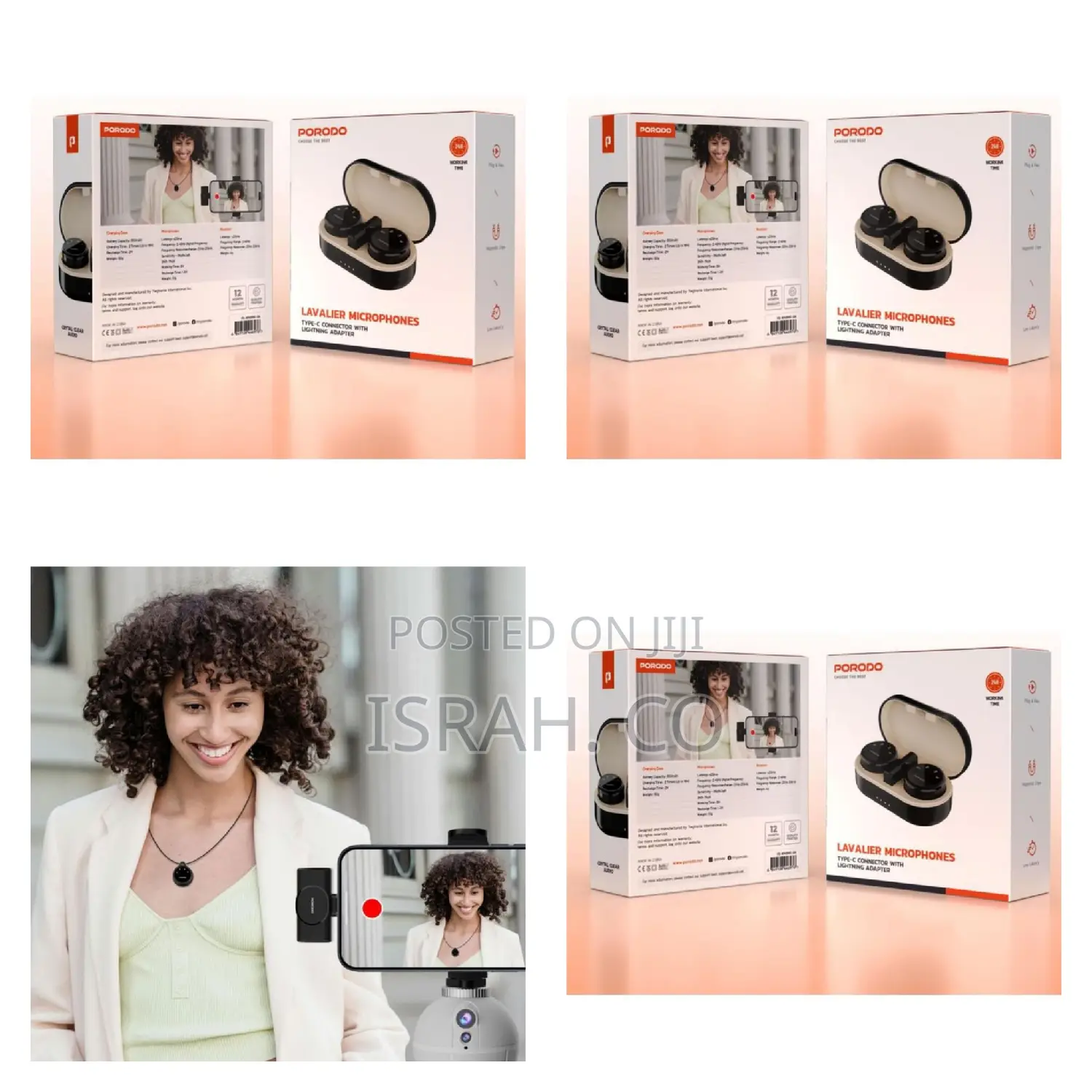 Porodo Wireless Microphone Dual Mic With Charging Case Receiver