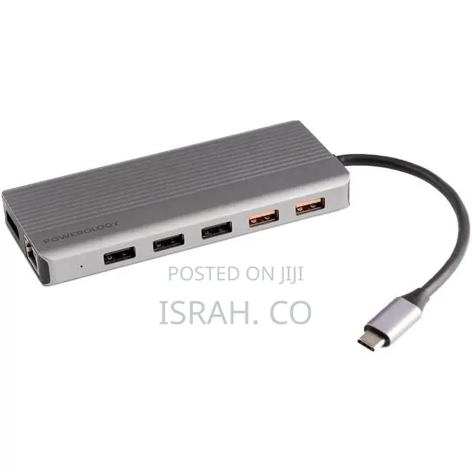 Powerology 12 In1 Usb-C Hub Hdmi Type-C 100w Pd Ethernet Vga