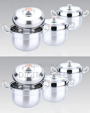 6 Piece 22,24 26cm Stainless Steel Saucepans Cooking Pots- Silver