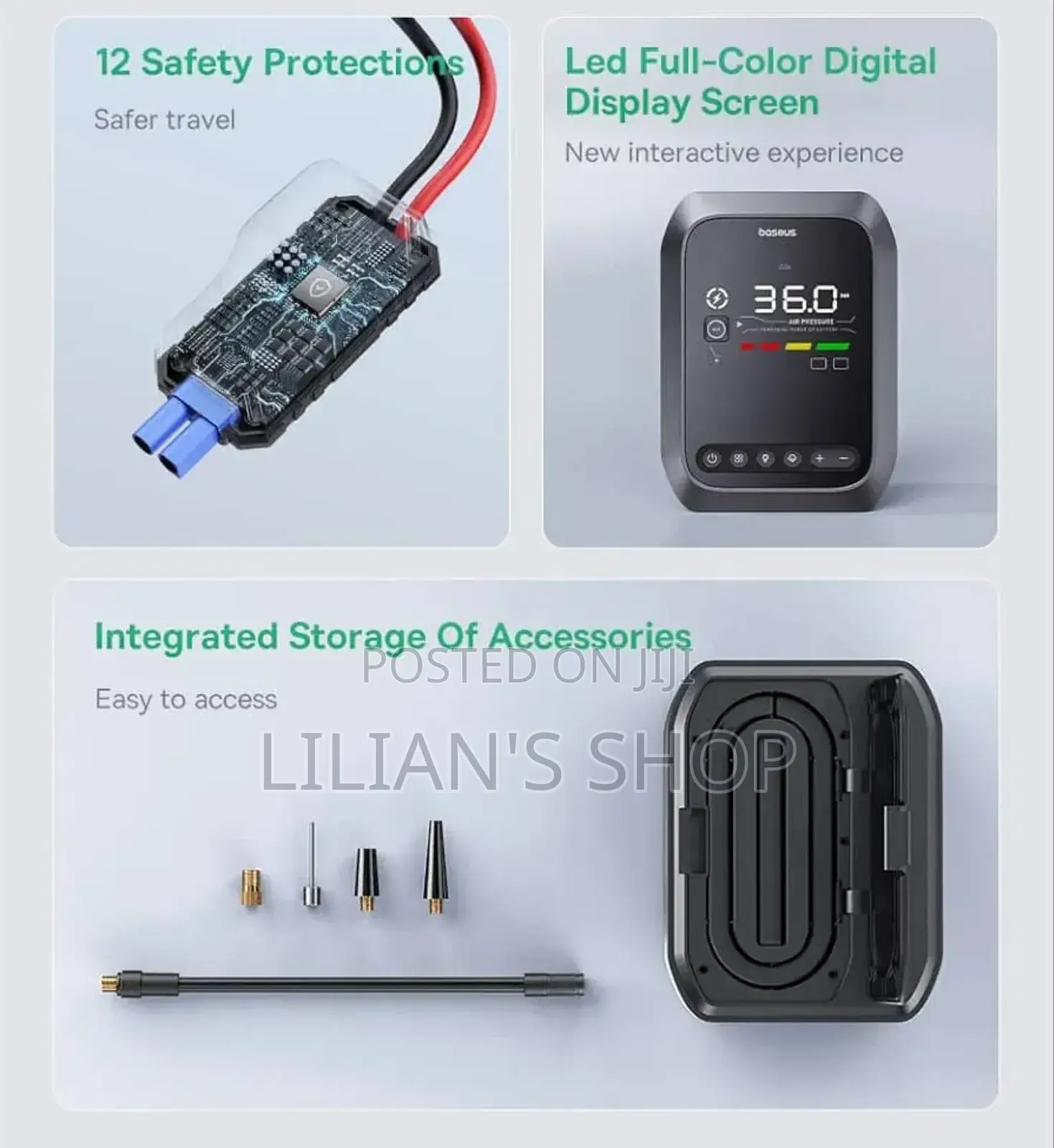 Baseus New 4-in-1 (12,000 Mah) Car Jump Starter