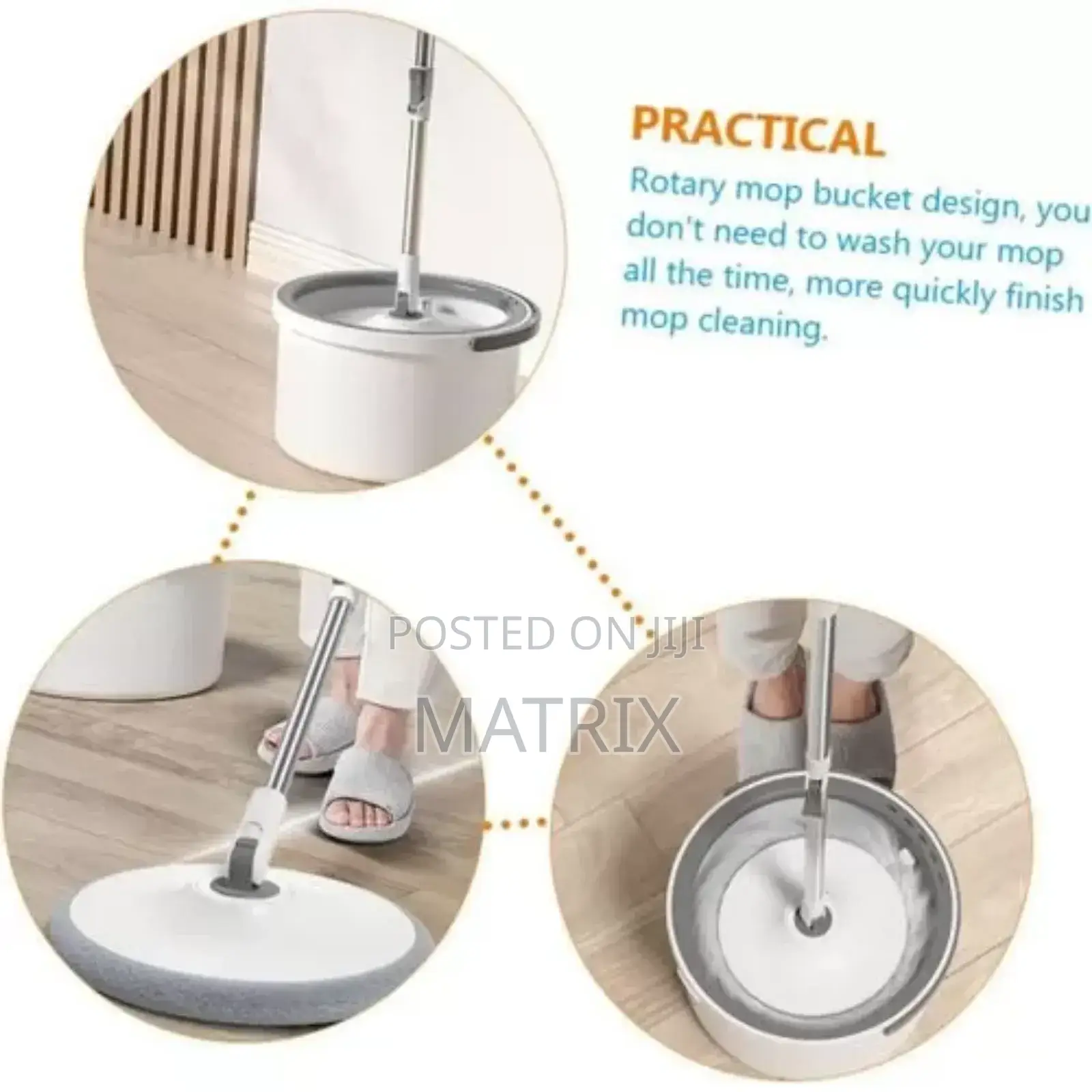 Disc Bucket Spinning Mop 360° Round Cleaning Mop Head Wash Floor
