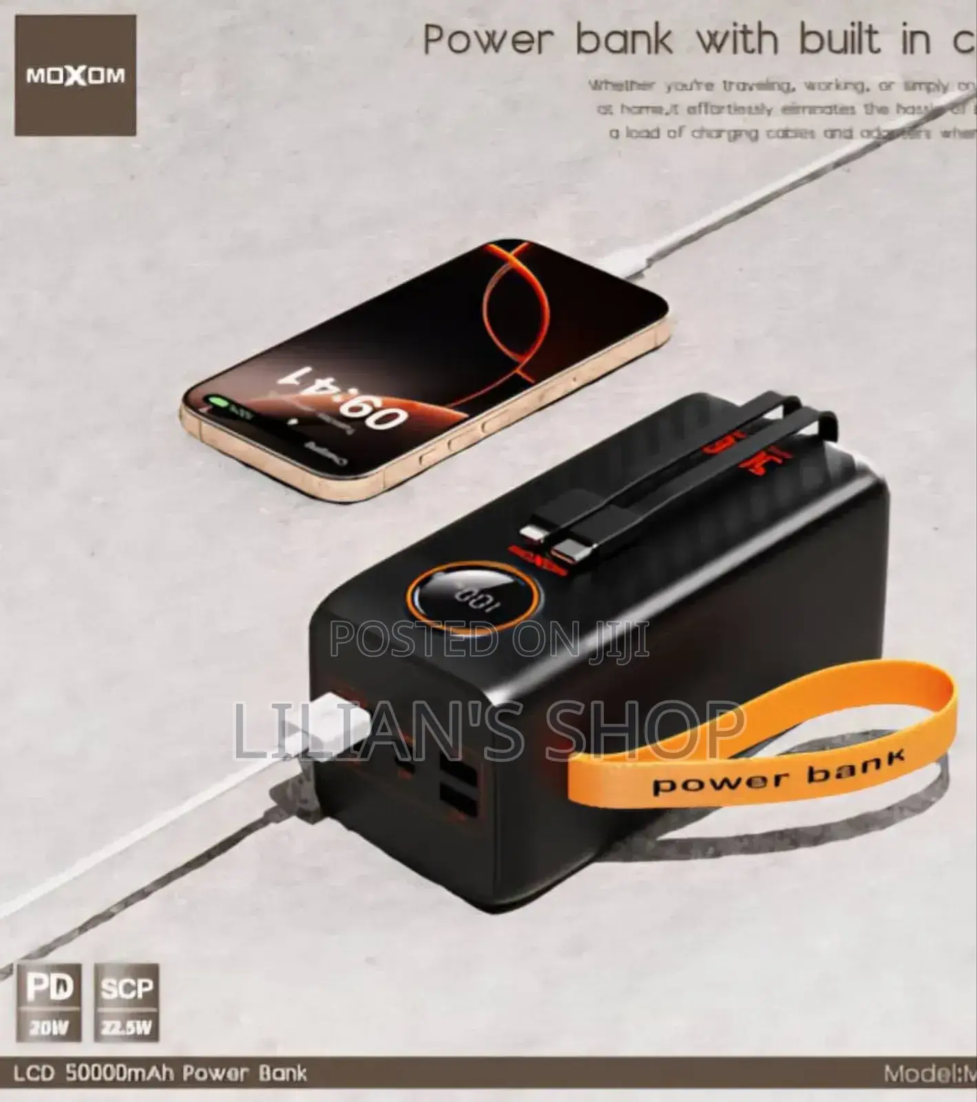 Moxom 50,000mah 22.5w LCD Display Power Bank