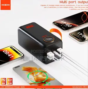 Moxom 50,000mah 22.5w LCD Display Power Bank