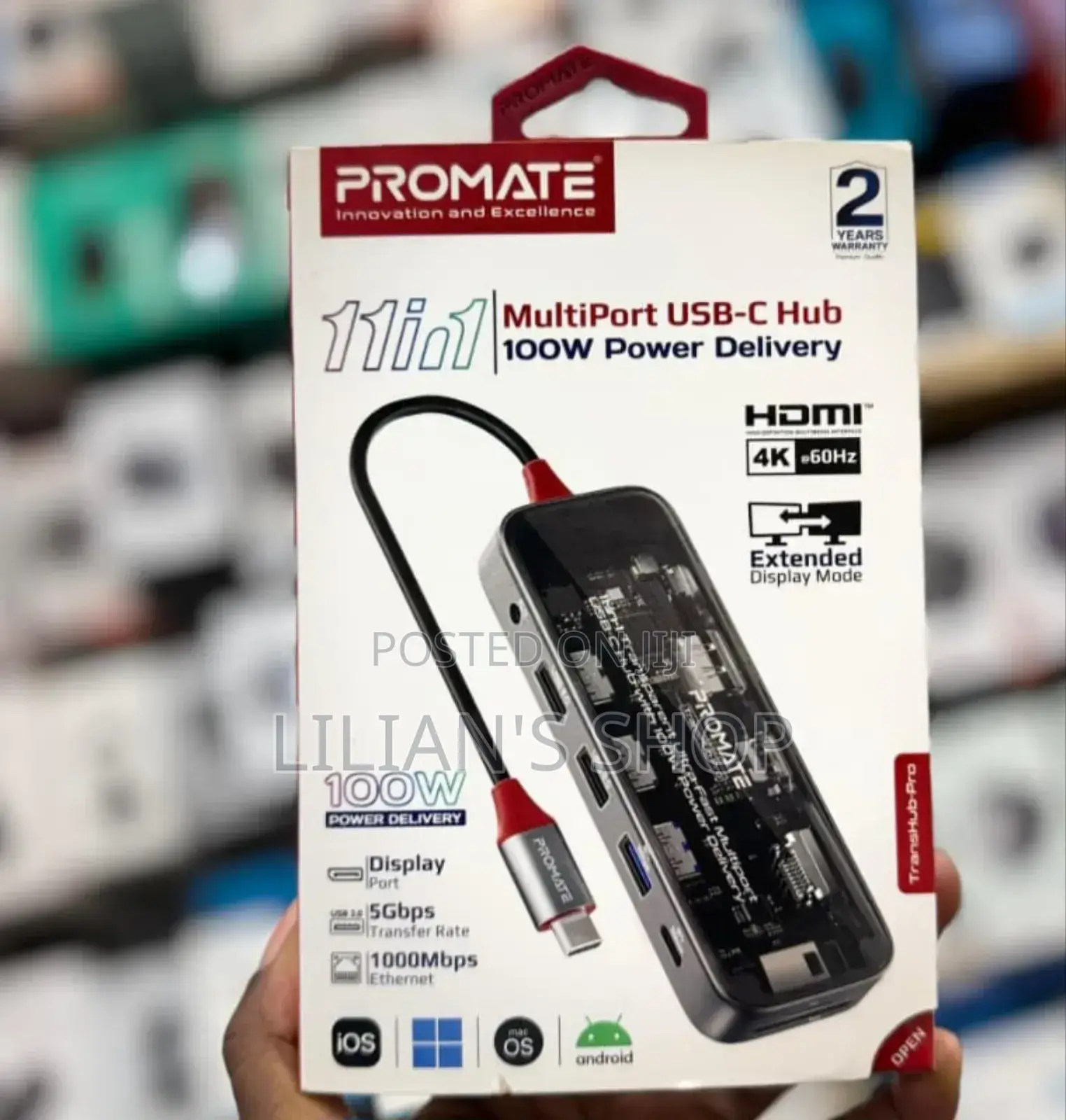Promate 11 in 1 Multiport Usb-C Hub 100w Power Display