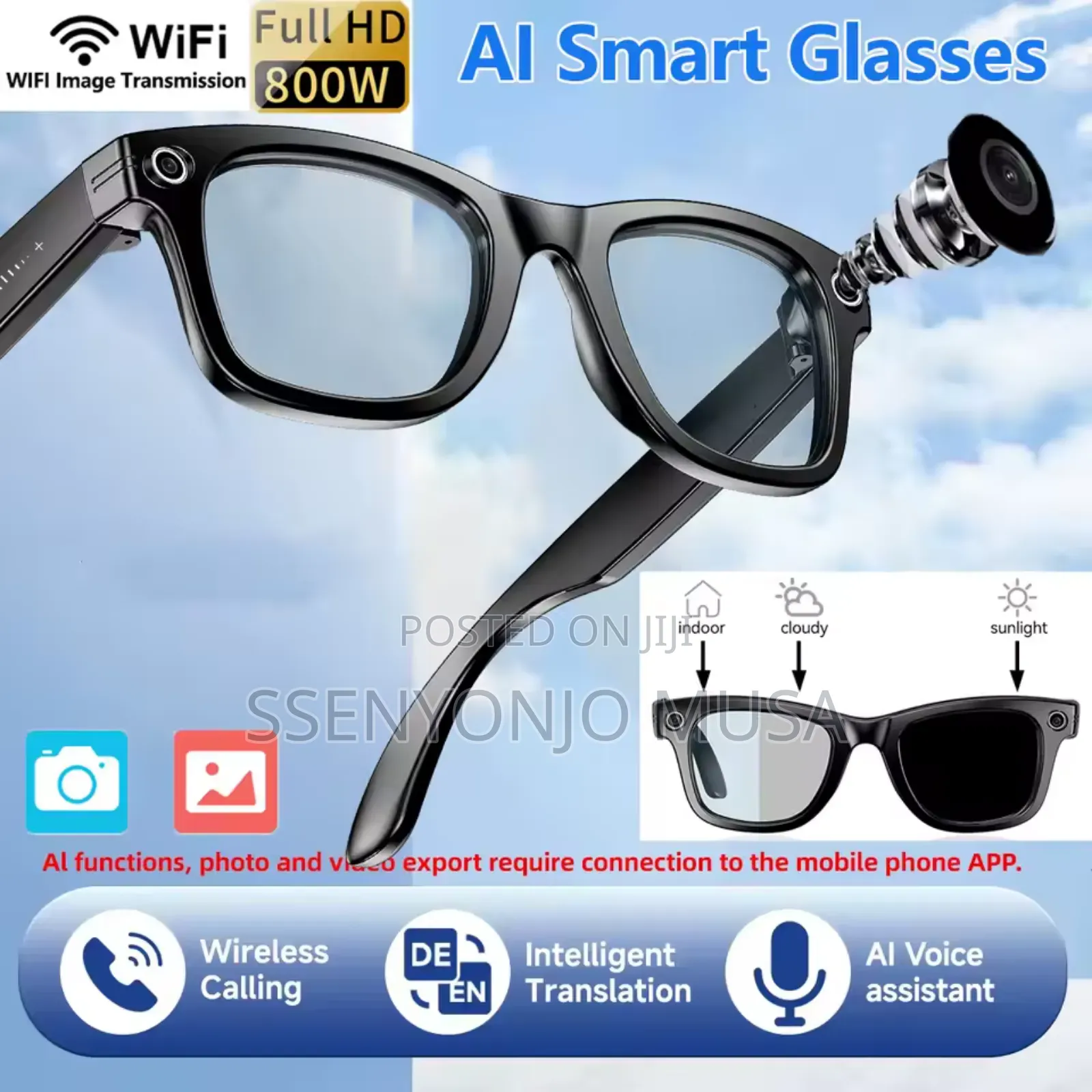 Ai Smart Glasses With Camera, Bluetooth Translation |Video Recording