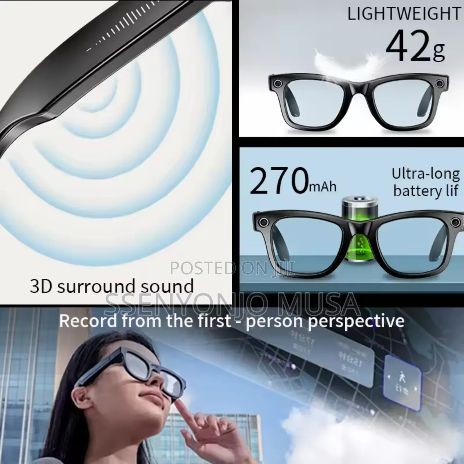 Ai Smart Glasses With Camera, Bluetooth Translation |Video Recording