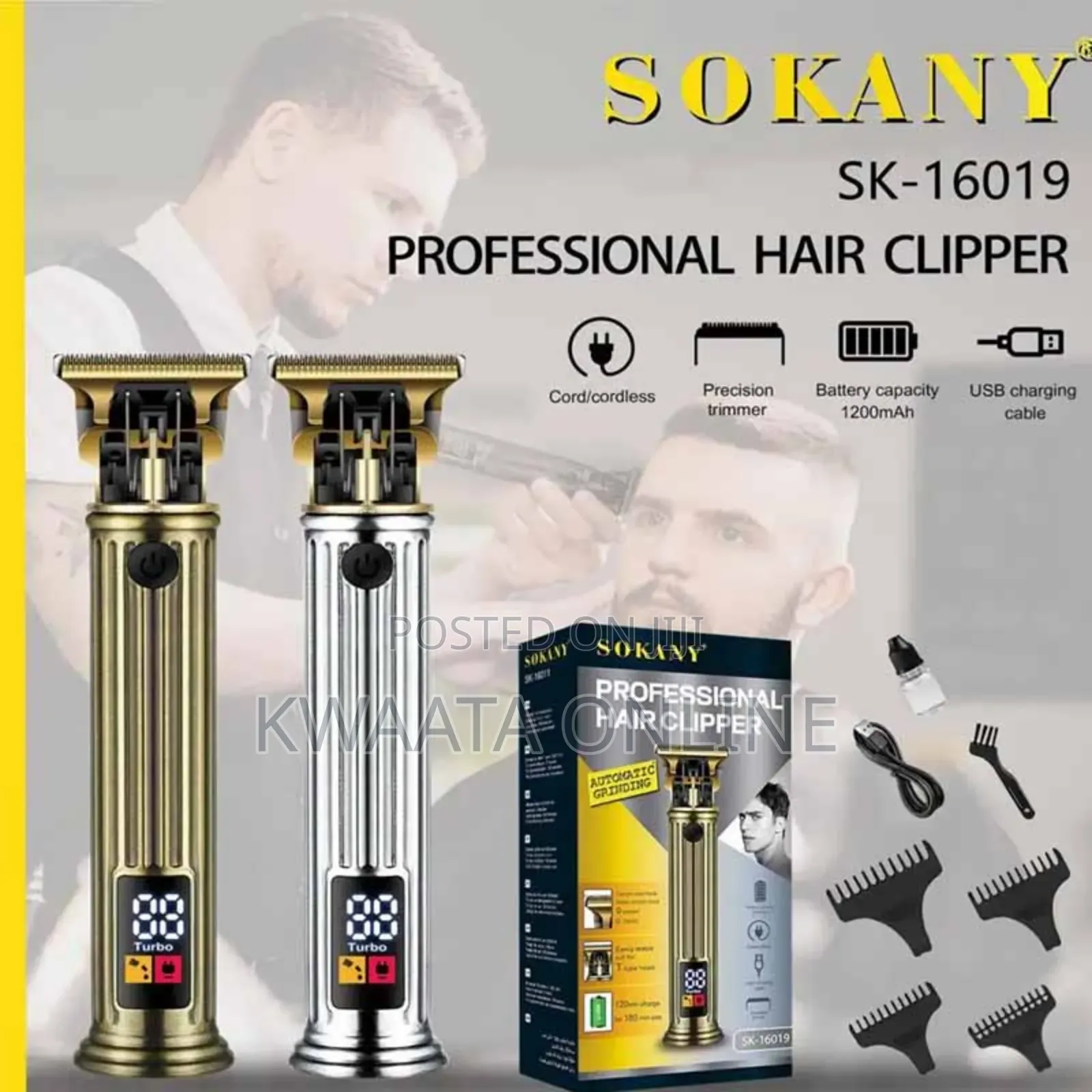 Sokany Sk-16019 Hair Clipper With Stainless Steel Cutter Head
