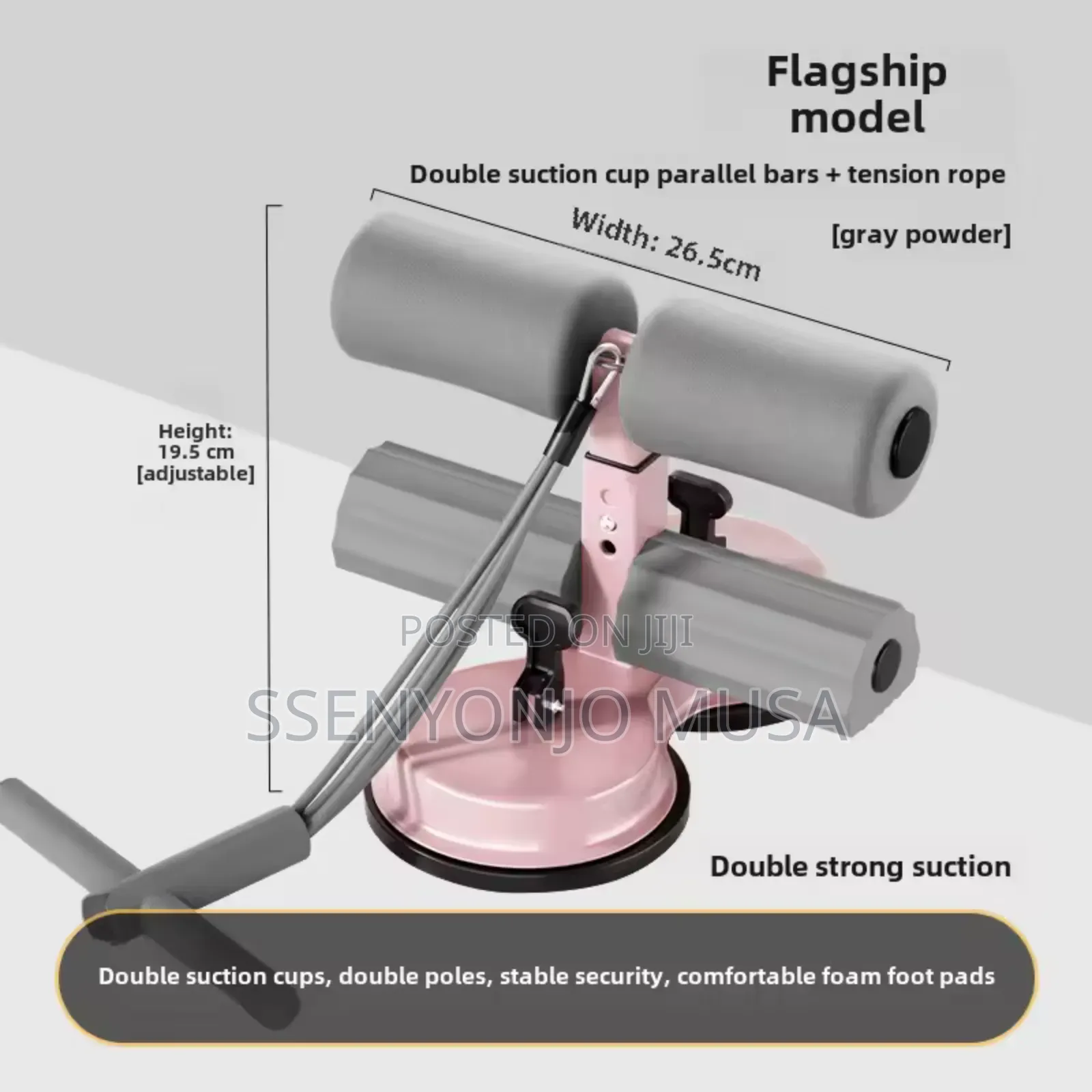 Adjustable Stainless Steel Sit-Up Bar | Dual Suction Cups for Home.