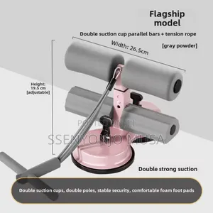 Adjustable Stainless Steel Sit-Up Bar | Dual Suction Cups for Home.