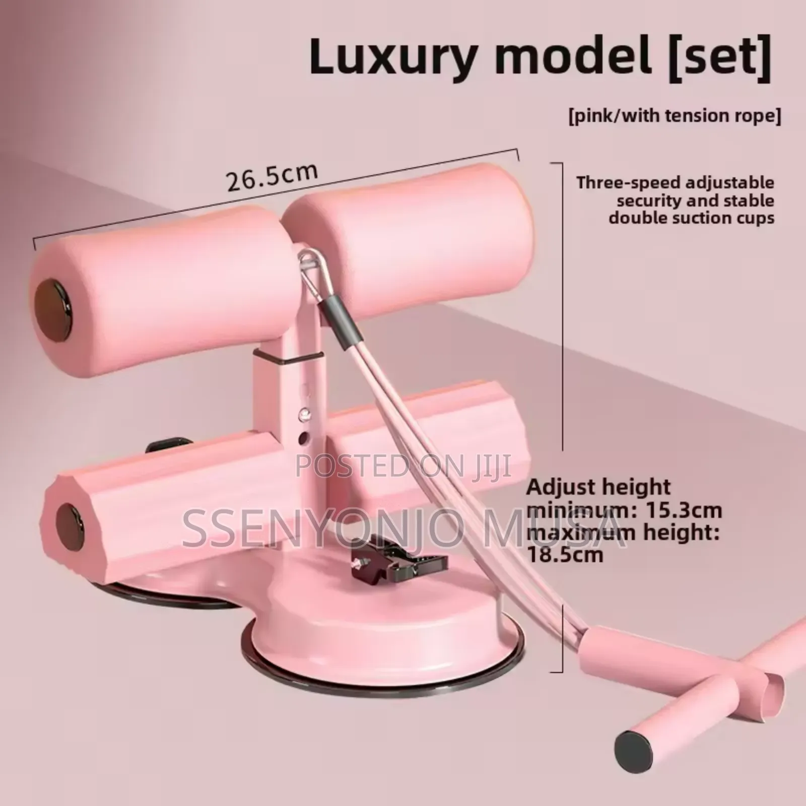 Adjustable Stainless Steel Sit-Up Bar | Dual Suction Cups for Home.
