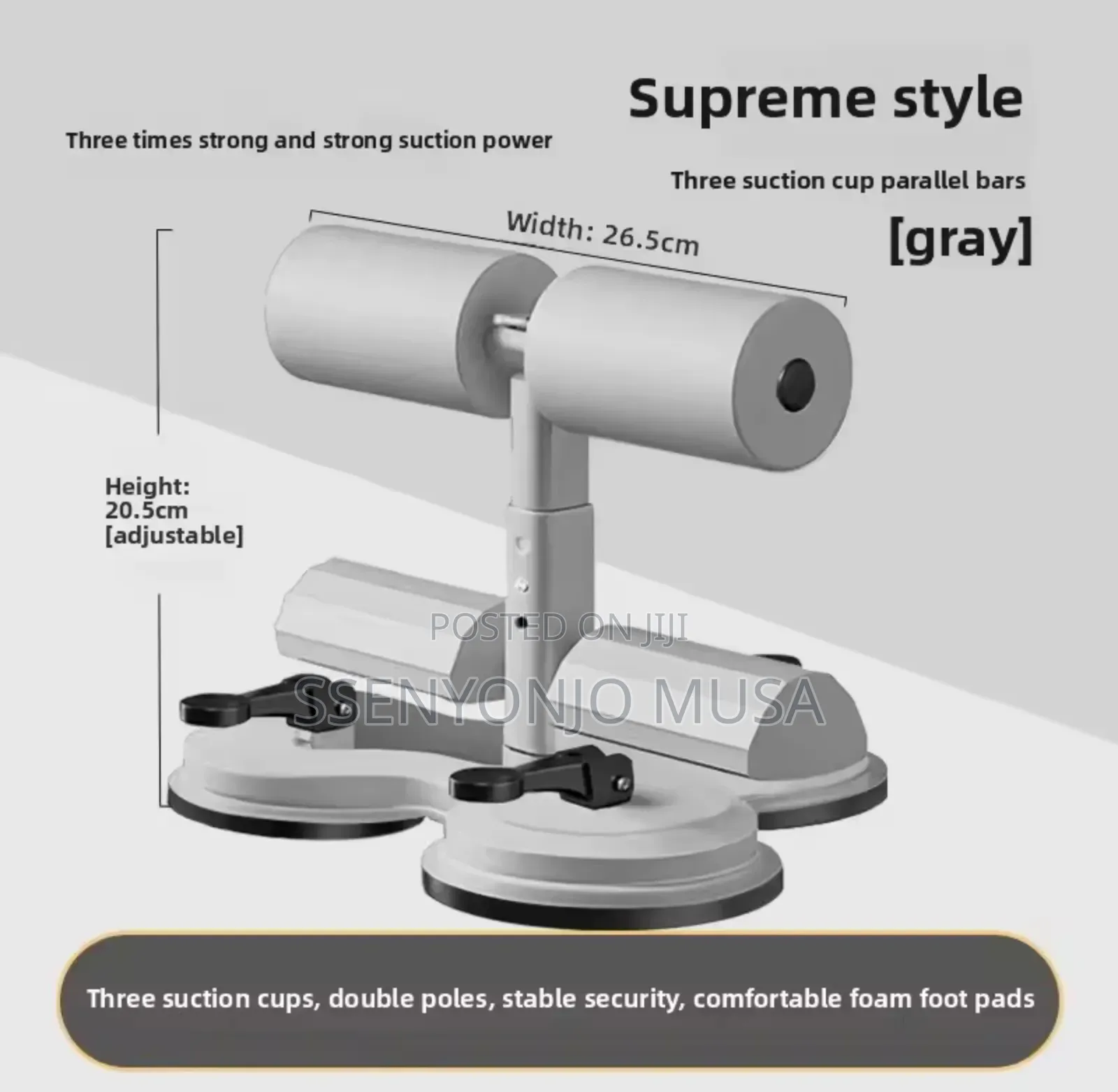 Adjustable Stainless Steel Sit-Up Bar | Dual Suction Cups for Home.