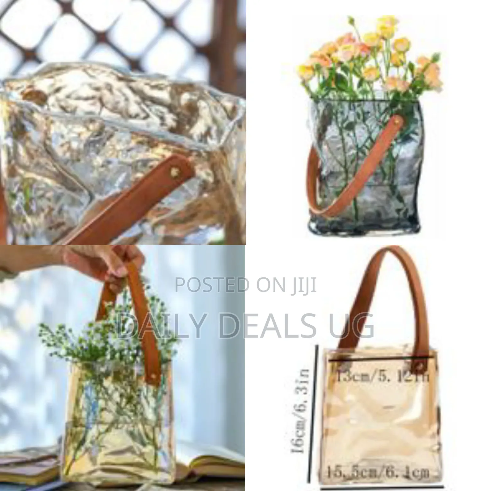 1 Piece of Transparent Glass Flower Vase Handbag Shape Fish Tank