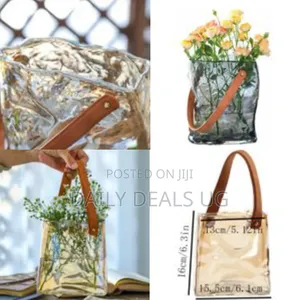 1 Piece of Transparent Glass Flower Vase Handbag Shape Fish Tank