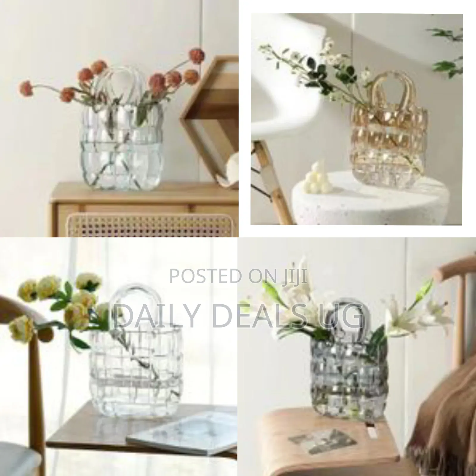 Purse Flowers Glass Bag Vase Handbag Unique