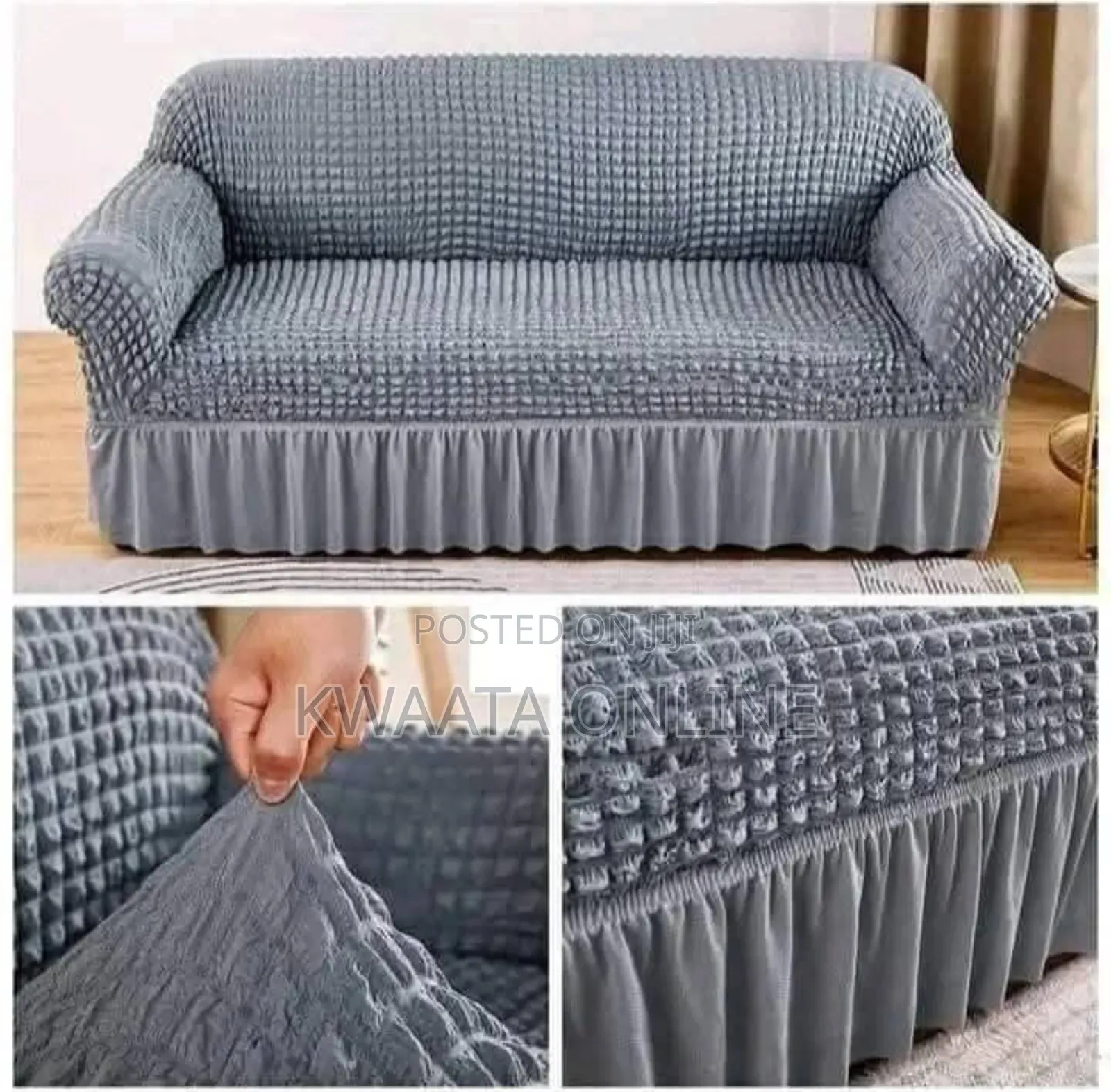 1 Piece-Triple Seater, Fabric Stretch Sofa Cover Non-Slip (140x280cm)