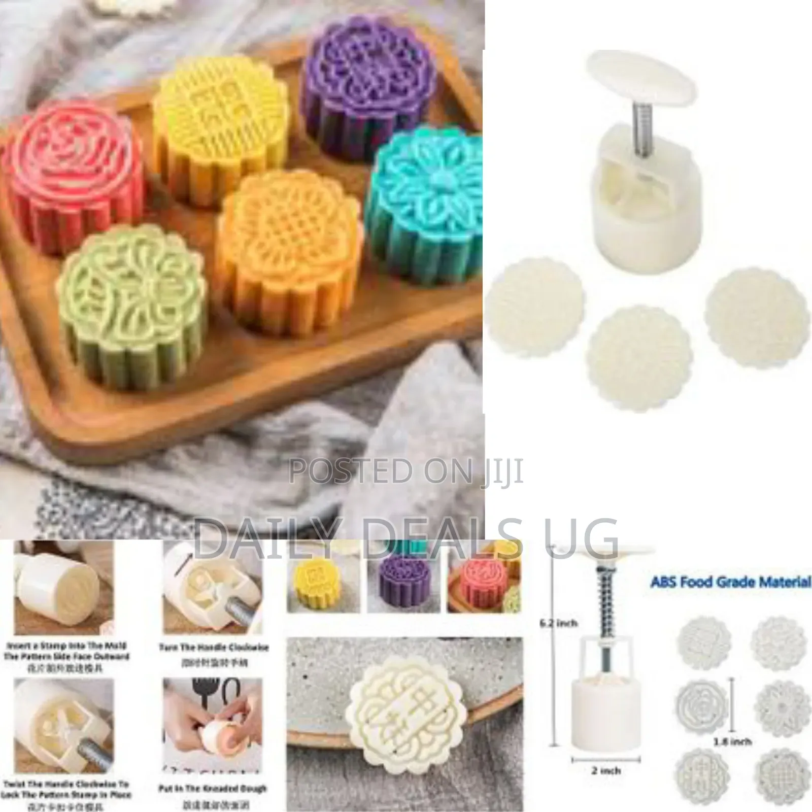 Moon Cake Mold 6 Pcs, Mid Autumn Festival Diy Hand Press Cookie Stamps