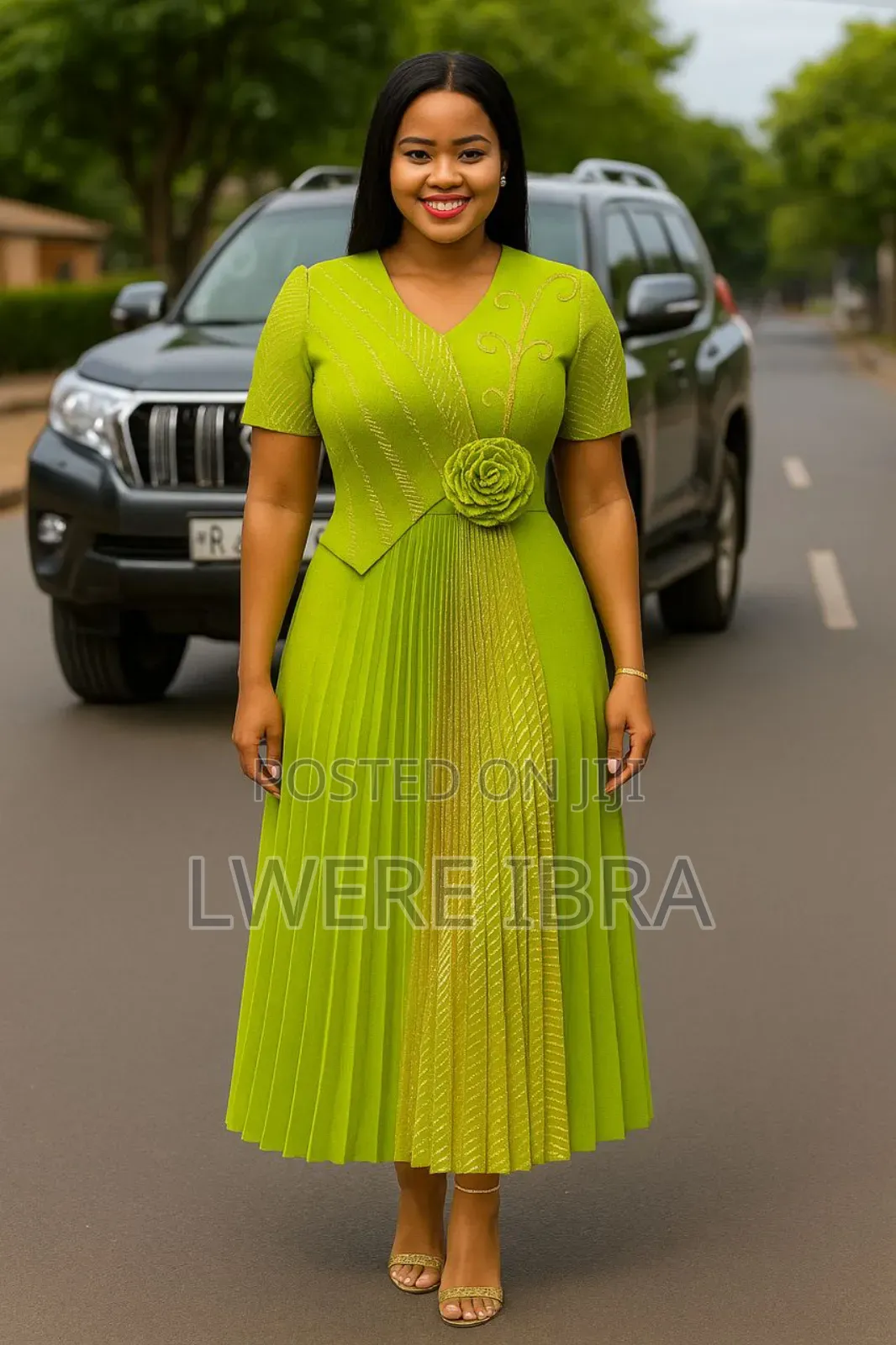 Lemon Green Round Party Dresses