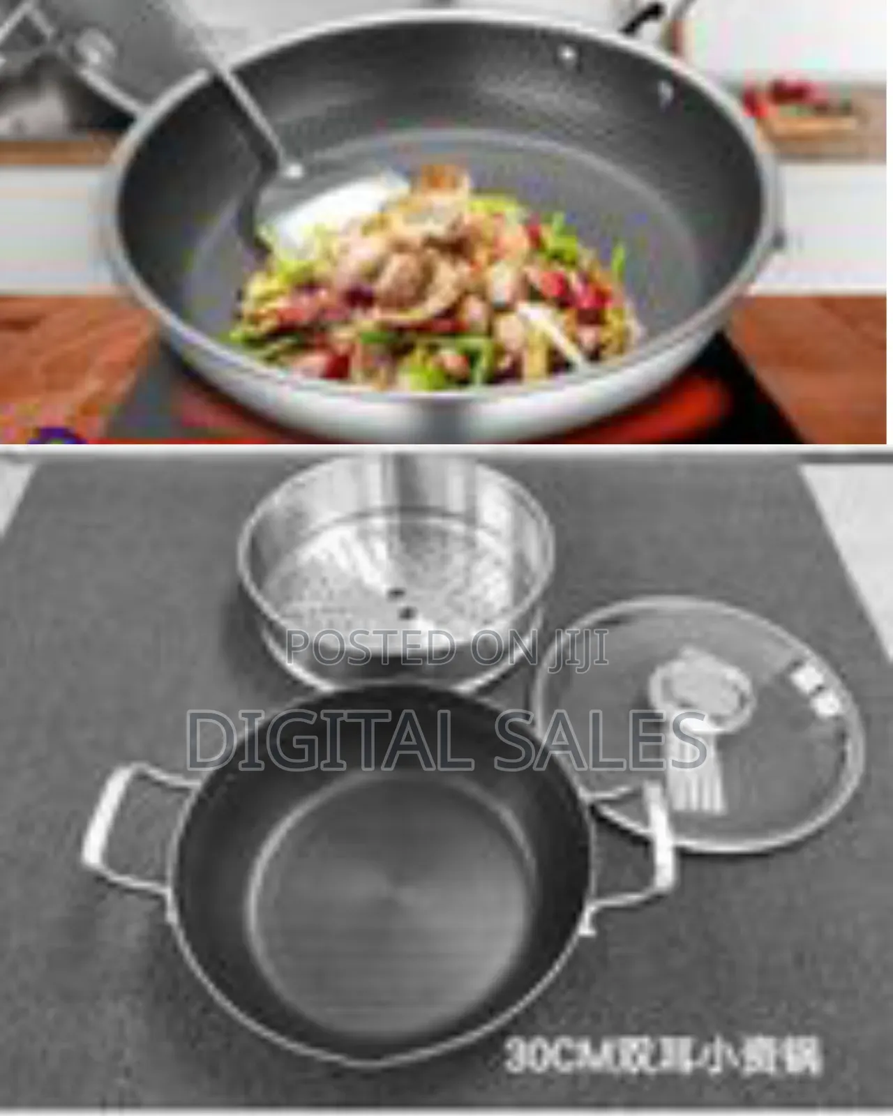 34cm Non-Stick Steamer Induction Wok Cookware Saucepan